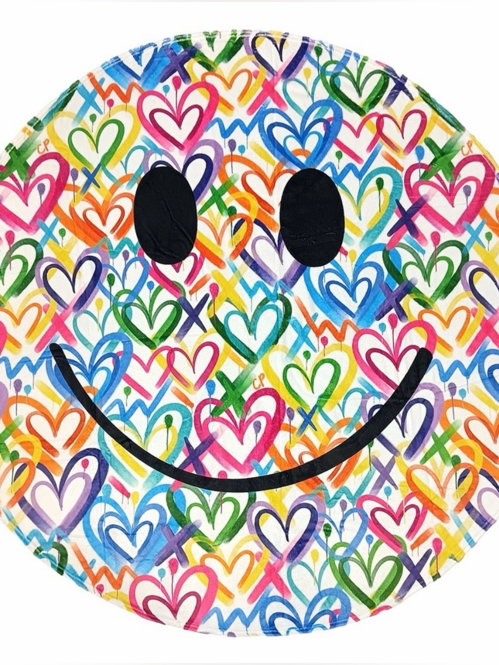 Iscream Plush Blanket - Corey Paige Hearts Design (56”x60” circular style)